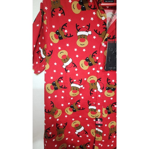 Rudolph red nosed reindeer collared shirt medium men size 40 - Picture 3 of 6